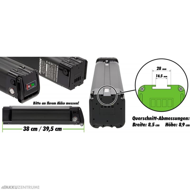 Batterie de vélo électrique Batterie de remplacement Maratron ZZ520 36V 10,4Ah (374Wh) avec prise de charge DC pour TELEFUNKEN Multitalent, ZÜNDAPP