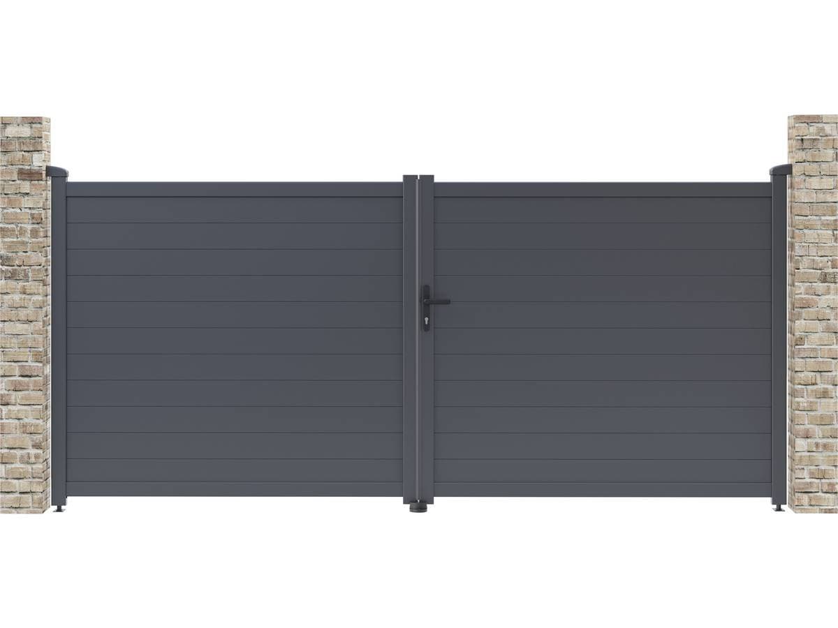 Portail aluminium "Marc" - 349.5 x 155.9 cm - Gris