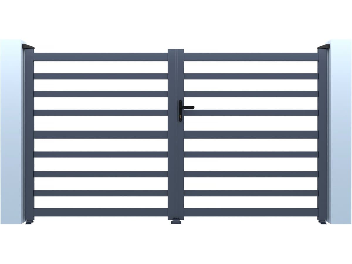 Portail aluminium ajouré "Martin" - 340 x 180 cm - Gris