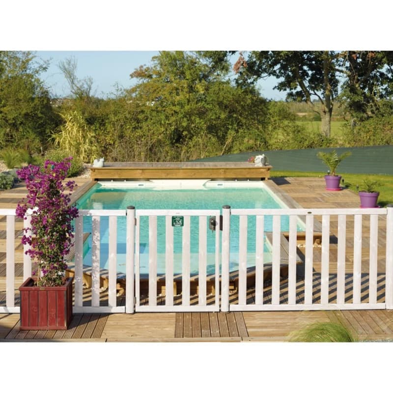 Portillon bois pour barrière piscine bois - à barreaux 0.95 1.17 Blanc