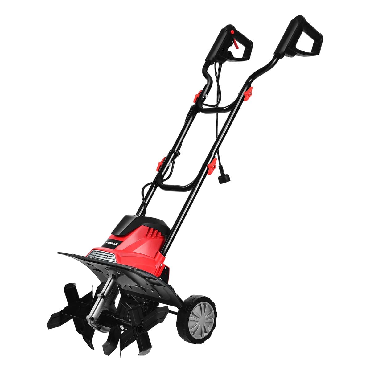 CostwayMotobineuse Motoculteur Électrique 1200W Profondeur Travail 22CM Largeur 35CM avec Poignée Pliable Roues Réglables 4 Lames