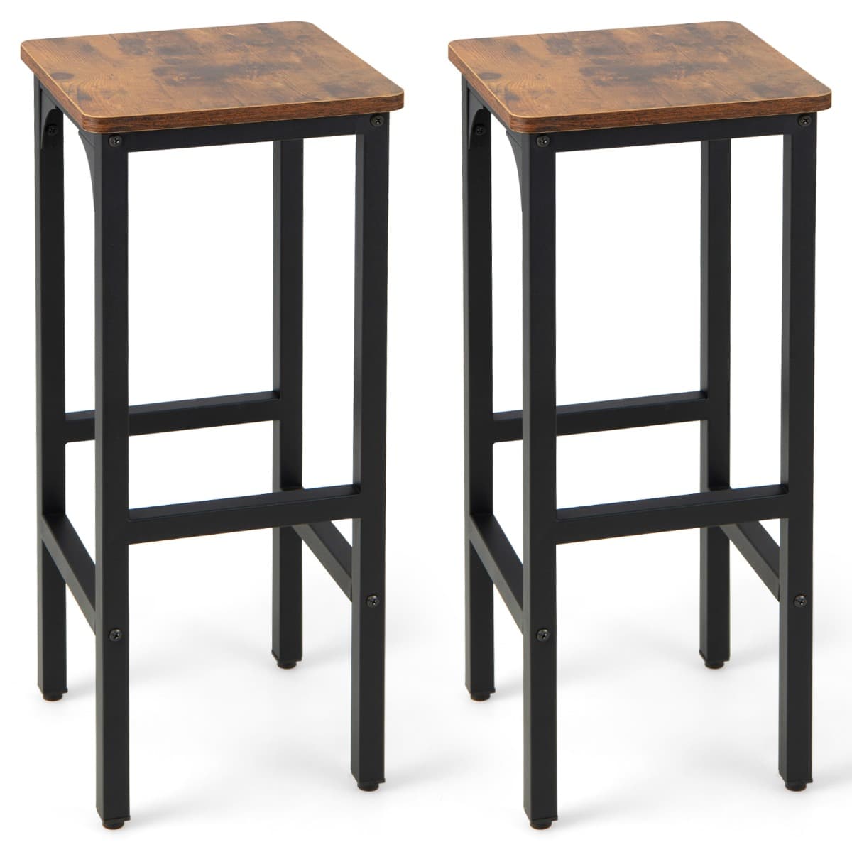 2 Tabourets de Bar Industriels Cadre en Métal 30 x 30 x 71,5 CM pour Cuisine Café Bistro Térrasse-Ma